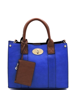 Faux Leather Mini Satchel Crossbody Bag WU061 ROYAL BLUE